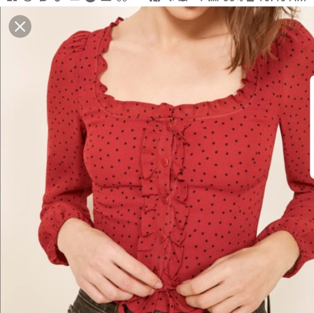 Reformation Red and black polka dot Italian top